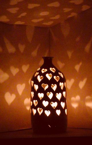 Hearts Bottle Luminary (night)