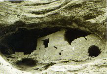 Old photograph of the Gila Cliff Dwellings.