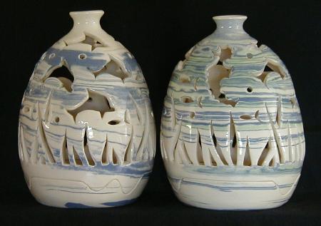 Dolphins and Seahorse Round Luminary (Blue and Blue Green)